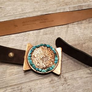 Ladies LeatherRock Belt copper buckle